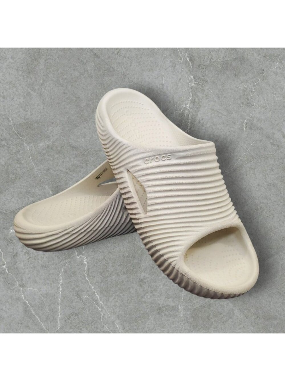 Crocs Mellow Recovery Slide Slip On Sandals Mens 11 Womens 13 Beige Waterproof